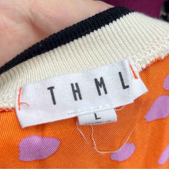 THML size large orange and purple short sleeve Maggie blouse - Picture 5 of 6